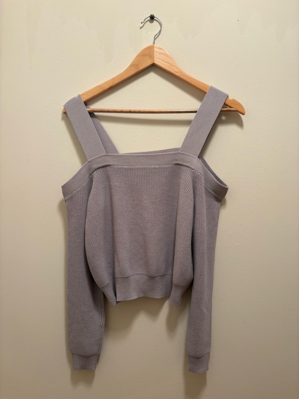 Aritzia Wilfred Lavender Cold-Shoulder Knit Sweater Top